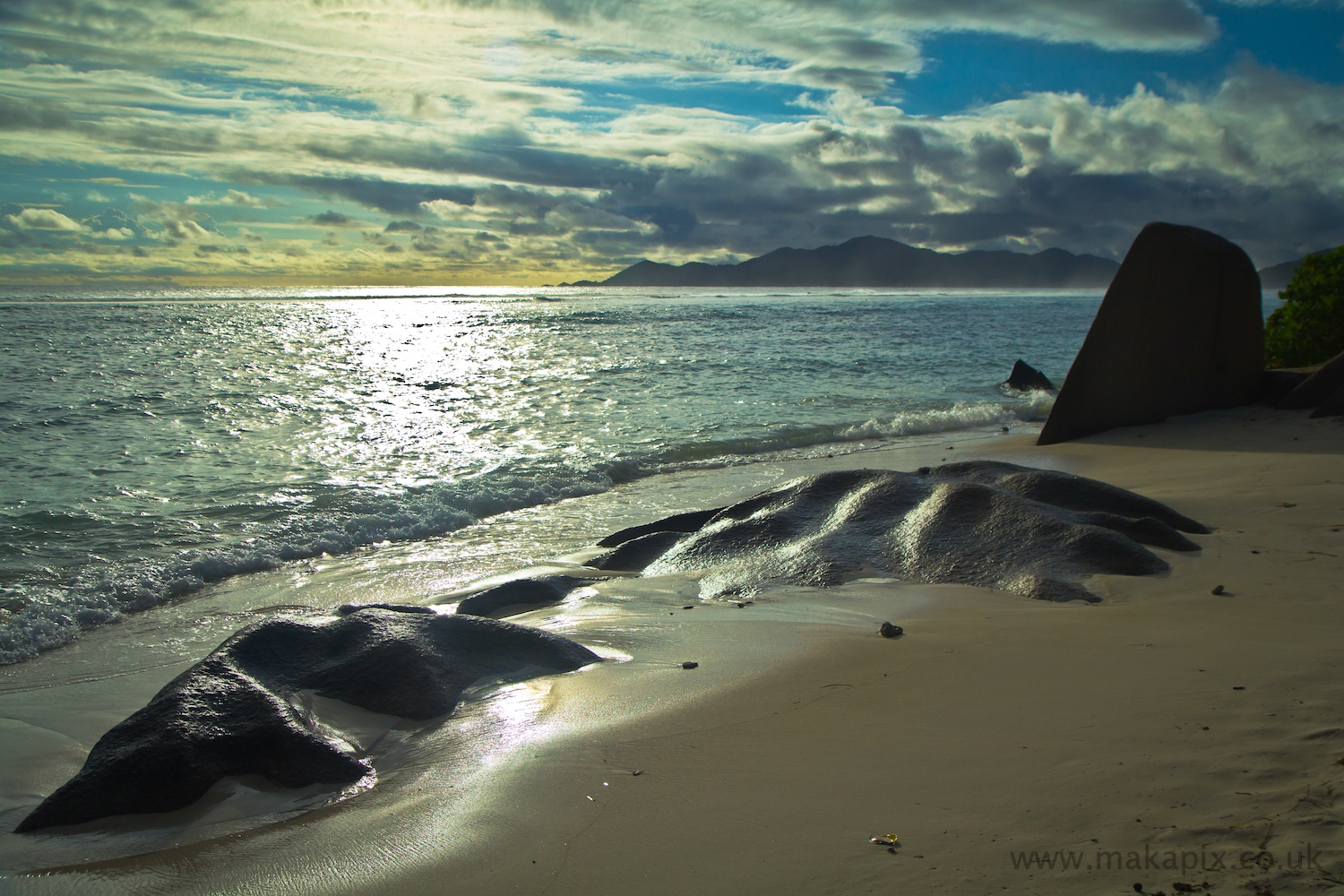 Sunset at Anse Source d'Argent, La Digue, Seychelles