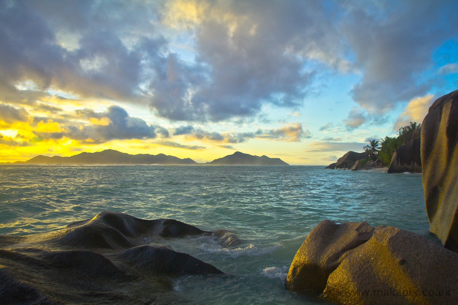 Sunset at Anse Source d'Argent, La Digue, Seychelles