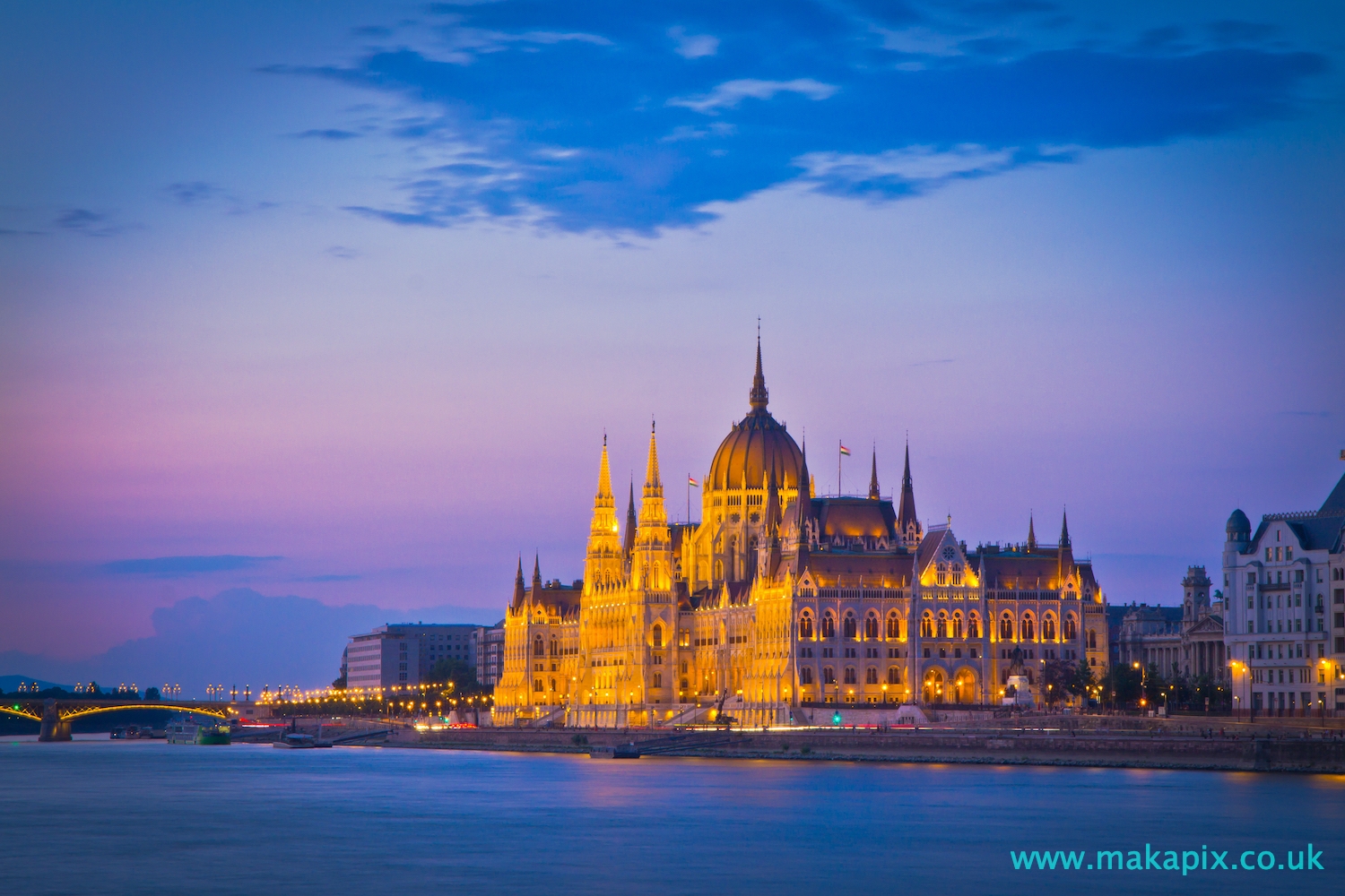 The Budapest Parliament Building at sunset