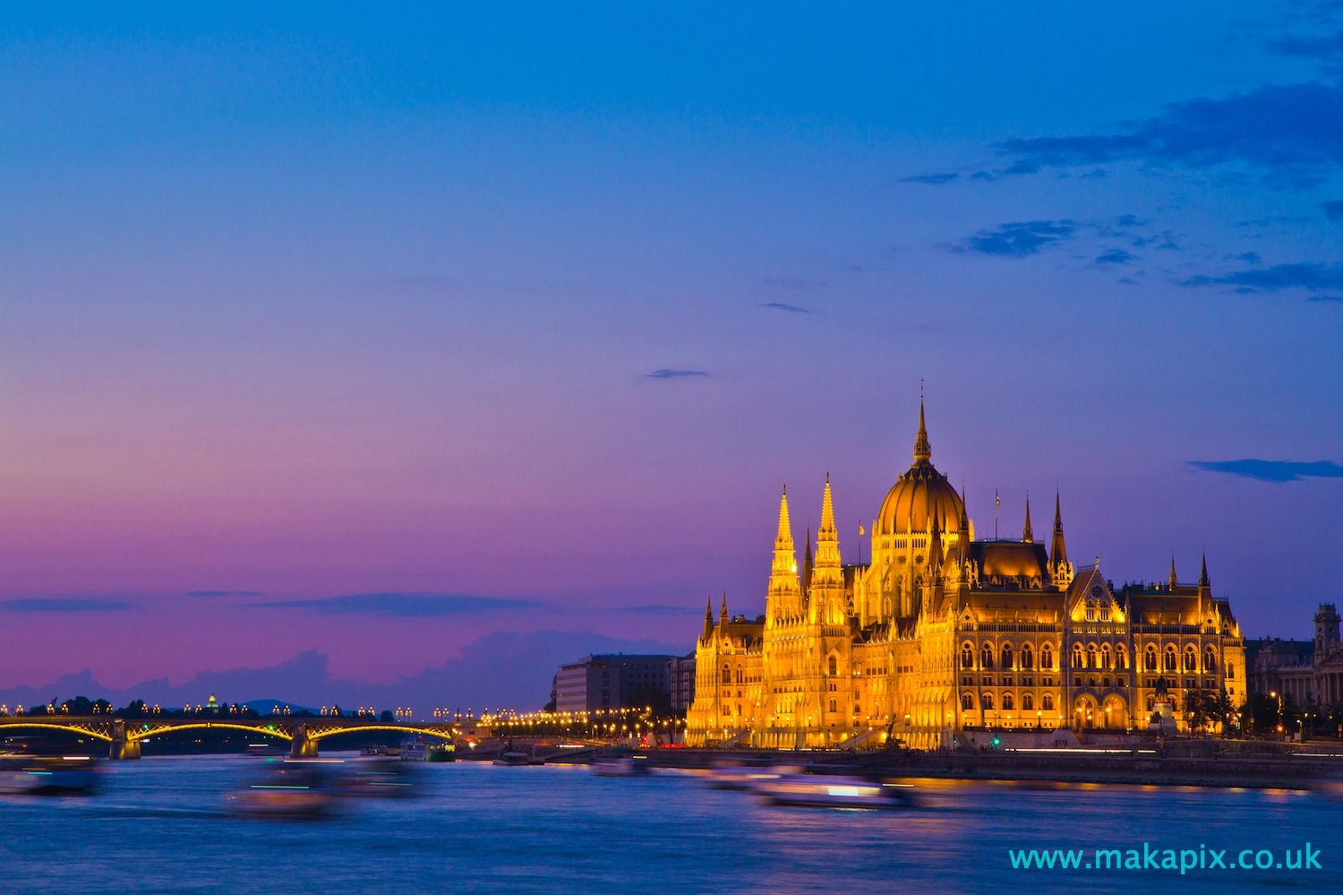 The Budapest Parliament Building at sunset