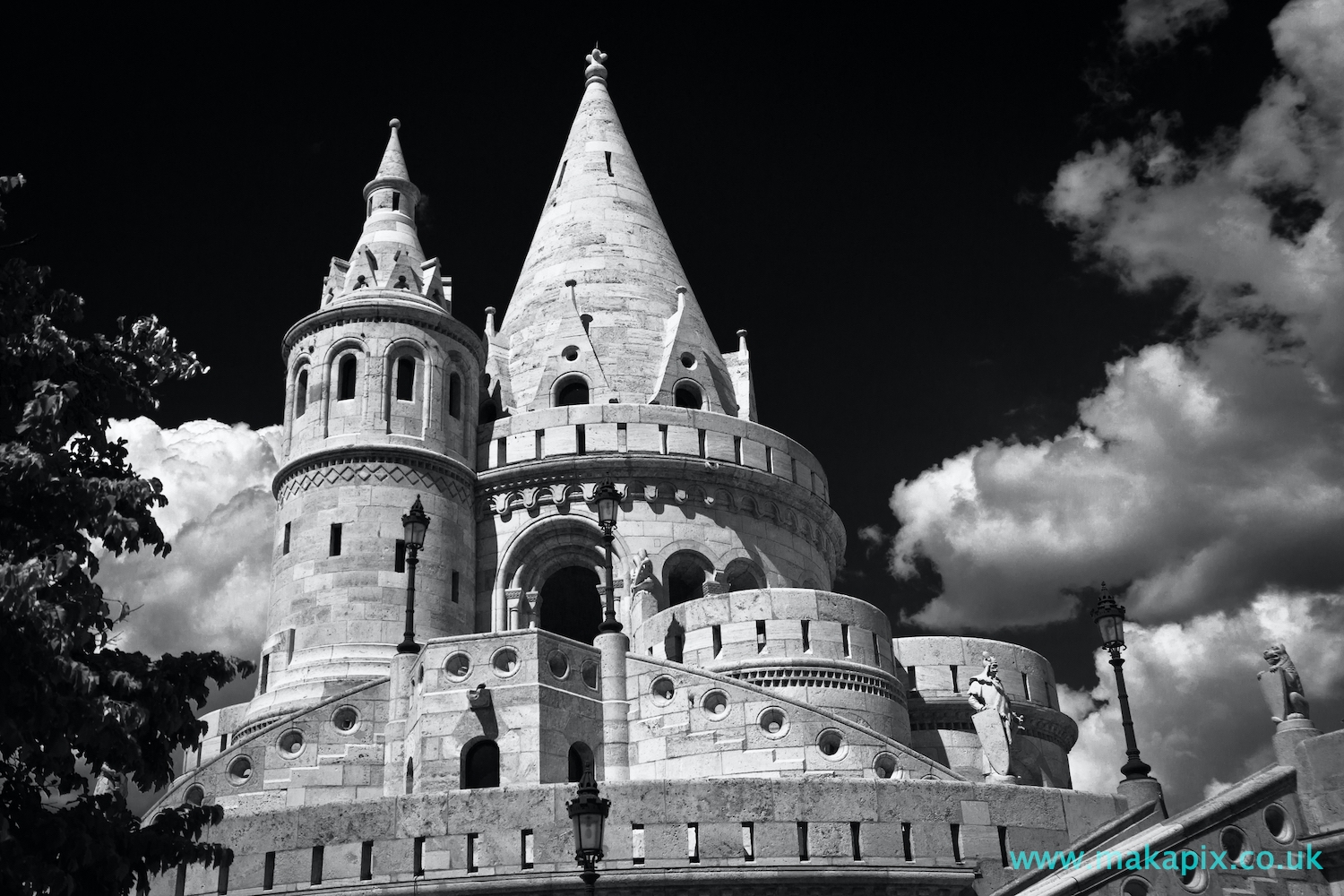 Fisherman's Bastion, Budapest in black and white