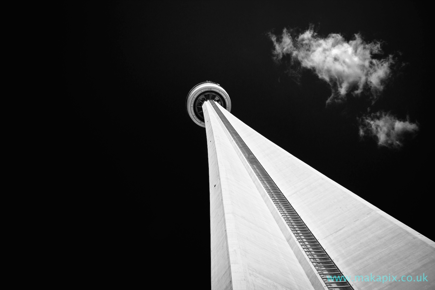 Toronto CN Tower in black and white, Canada