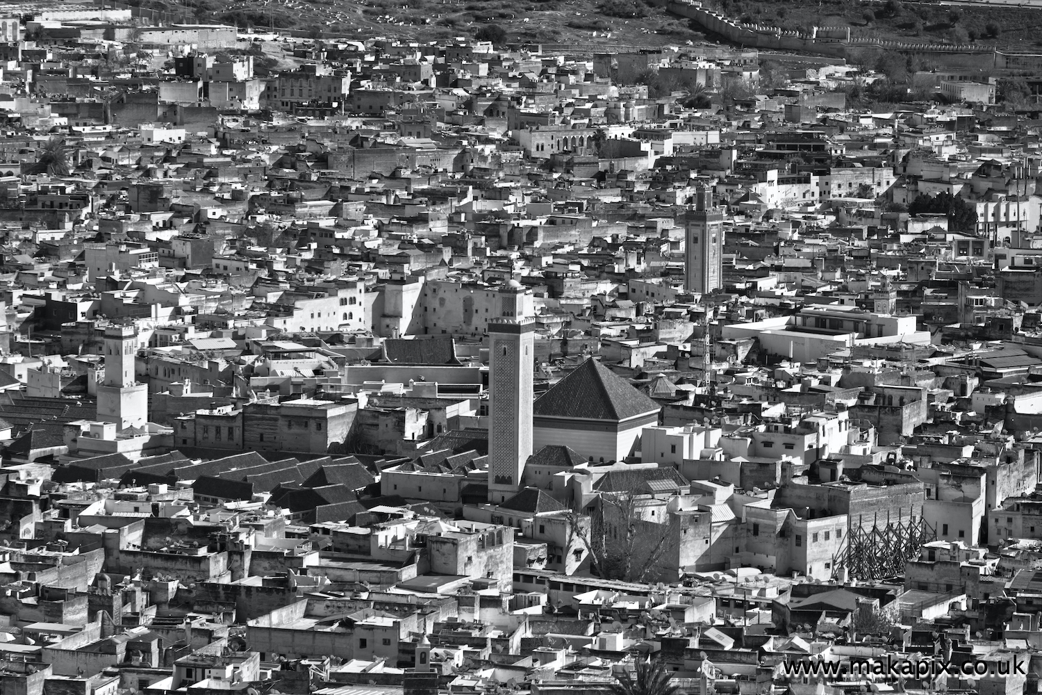 Landscape view of the medina from the Marinid Tombs, Fes, Morocco