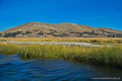 The floating football pitch on Uros islands, Lake Titicaca, Peru