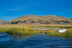 The floating football pitch on Uros islands, Lake Titicaca, Peru